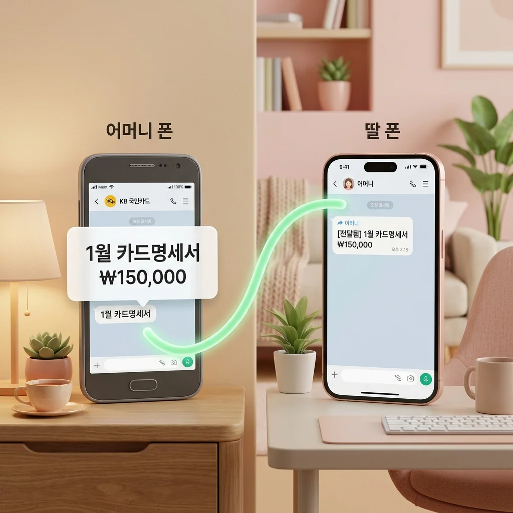부모님과 자녀 폰 사이의 실시간 금융 알림 자동 전달